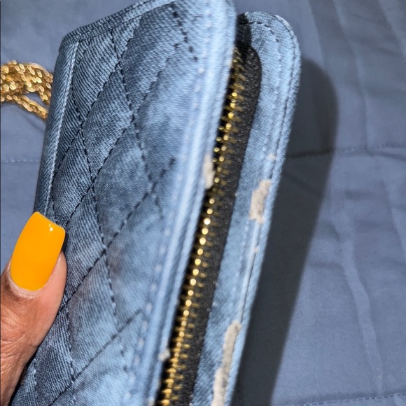 Aldo Denim Blue Crossbody Bag with Gold Chain - Picture 8 of 10